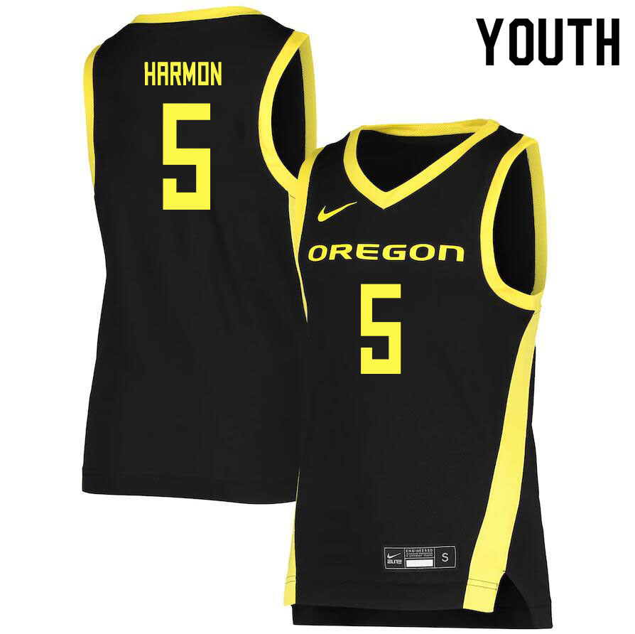 Youth # #5 De'Vion Harmon Oregon Ducks College Basketball Jerseys Sale-Black